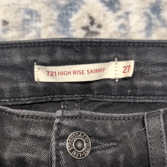 Levi’s 721 High Rise Skinny Jeans Women’s 27 Black Denim Stretch Classic Levi's - Picture 4 of 10